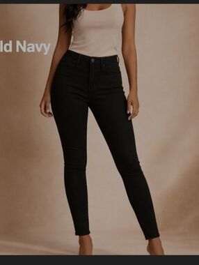 Old Navy Rockstar Women's Super Skinny Jeans Black Stretch ** Size 14 ** EUC!!